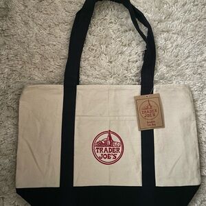 Trader Joe's Canvas Tote with Black Handles